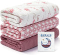 Unnivoll Muslin Swaddle Blankets for Newborns, 100% Cotton Receiving Blankets, Large 38 x 40 inches Baby Swaddle Blanket for Baby Boys and Girls, Soft Breathable Infant Baby Essentials 3 Pack Pink