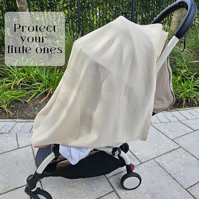 Little Rou Peekaboo Knit Breathable Nursing Cover Up For Breastfeeding - Soft Organic Cotton & Cashmere Breast Feeding Covers For Women - Privacy Feature - Includes Mesh Laundry Bag (Beige)