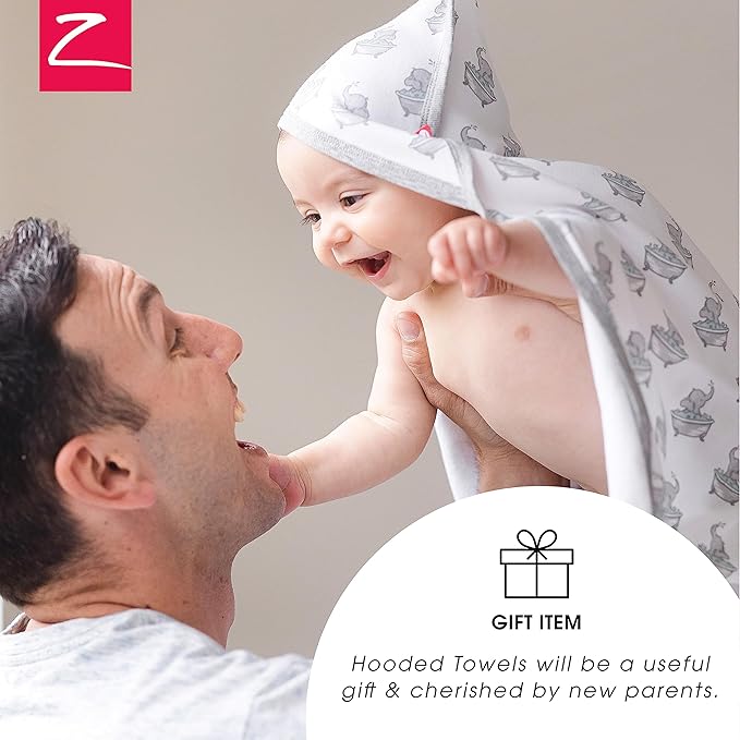 Zutano Hooded Baby Towels, Organic Cotton Baby Bath Towel, Ultra Soft and Absorbent Baby Towel for Newborn and Infant | Girl, Boy, and Unisex Towel Set, Rubber Duckies, 2-Pack