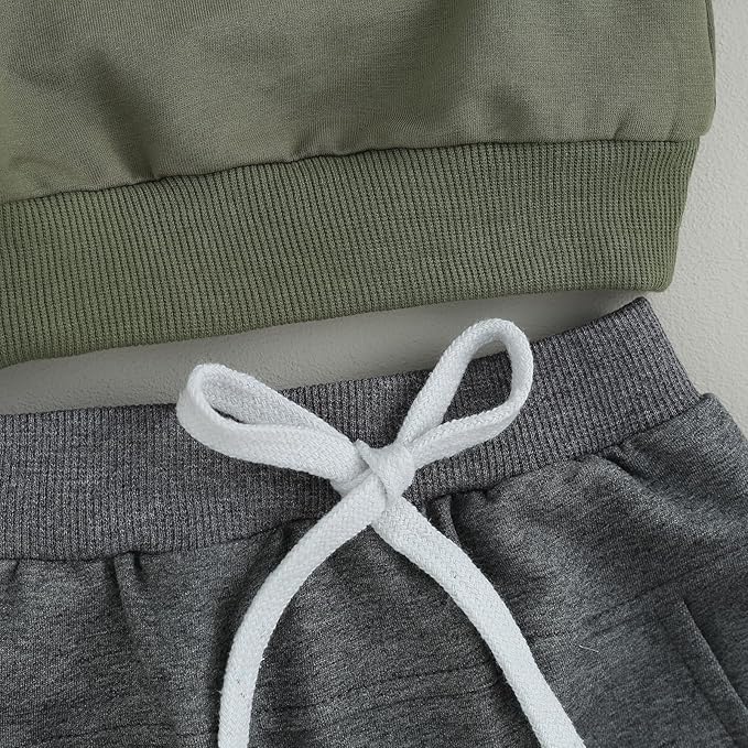 Toddler Baby Boy Clothes Solid Color Long Sleeve Crewneck Sweatshirt Top Casual Pants Set 2Pcs Fall Winter Outfits