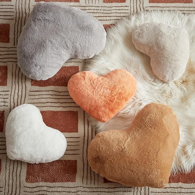 EastTree Heart Pillows, Pink Orange Heart Shaped Pillows, Ultra Soft Extra-Large Fluffy Pillows, Love Throw Pillows Gifts, Women Girls Living Room Decor 15x18 Inch