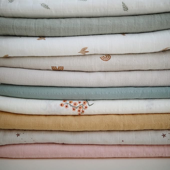 mushie Muslin Baby Swaddle Blanket | 100% Organic Cotton (Sage)