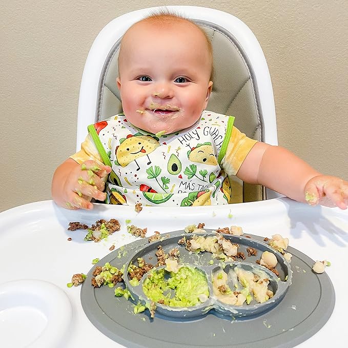 BapronBaby Taco Party Bapron - No Neck Tie Safer Bib for Baby & Toddler - Soft Waterproof Stain Resistant - Machine Washable - Sz Baby/Toddler 6m-3T