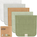 5-Pack Cotton Muslin Burp Cloths Baby Girls, Boys - Soft & Absorbent Spit Up Burp Rags, Large Muslin Towel, Cotton Wash Cloths for Babies, Newborn, Infant, No Shrink, Durable, Neutral (Pine)
