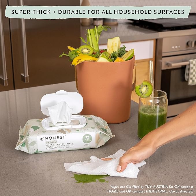 The Honest Company Clean Conscious Multi-Use Wipes | Hypoallergenic + Unscented for Sensitive Skin | Over 99% Water, Compostable, Plant Based, Baby Wipes | Sunburst, 864 Count